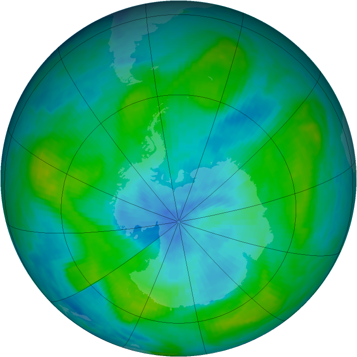Antarctic ozone map for 01 March 1981